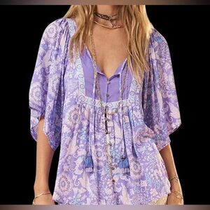 SPELL SANNAH SHORT SLEEVE BLOUSE LAVENDER size M